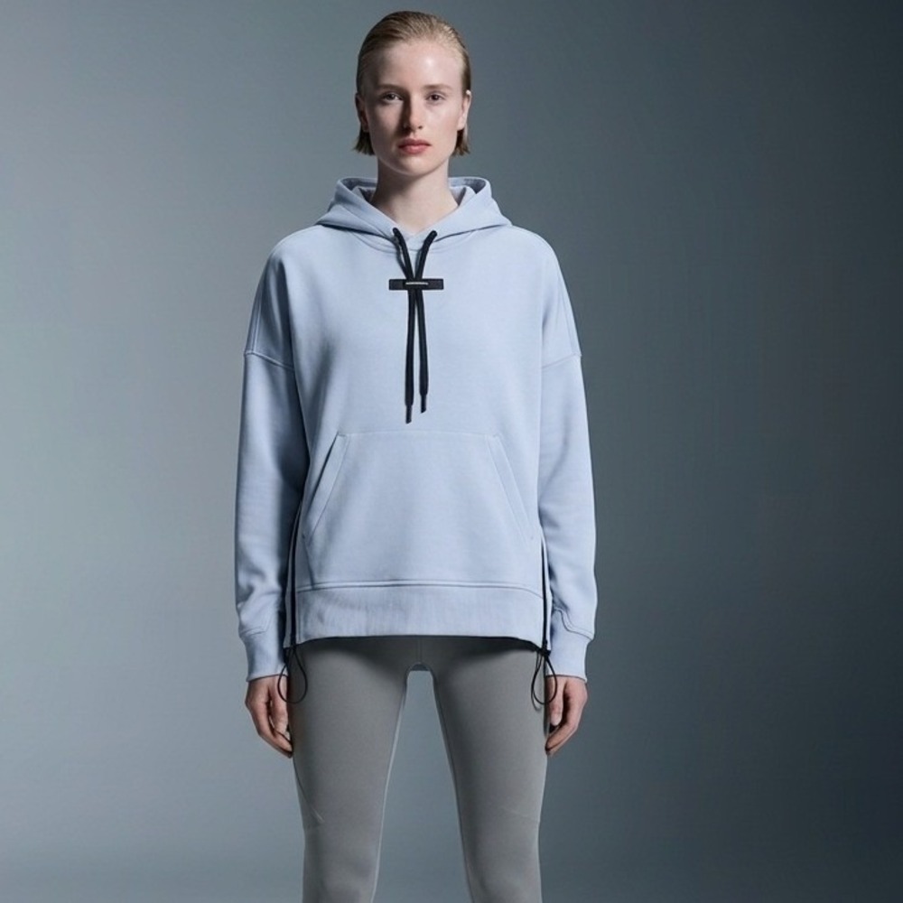 On Running Womens Run On Clouds Hoodie Light Blue Side Zip Pullover Size Small